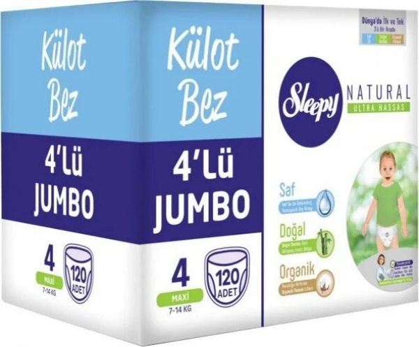 Sleepy Natural Külot Bez 4 Beden 120 Adet Bebek Bezi