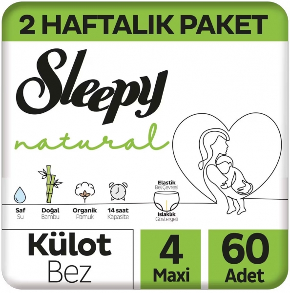 Sleepy Natural Külot Bez 4 Beden 60 Adet Bebek Bezi