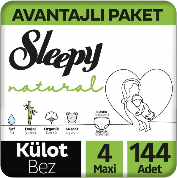 Sleepy Natural Külot Bez 4 Beden 144 Adet Bebek Bezi