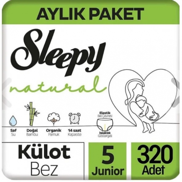 Sleepy Natural Külot Bez 5 Beden 320 Adet Bebek Bezi