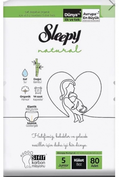 Sleepy Natural Külot Bez 5 Beden 80 Adet Bebek Bezi