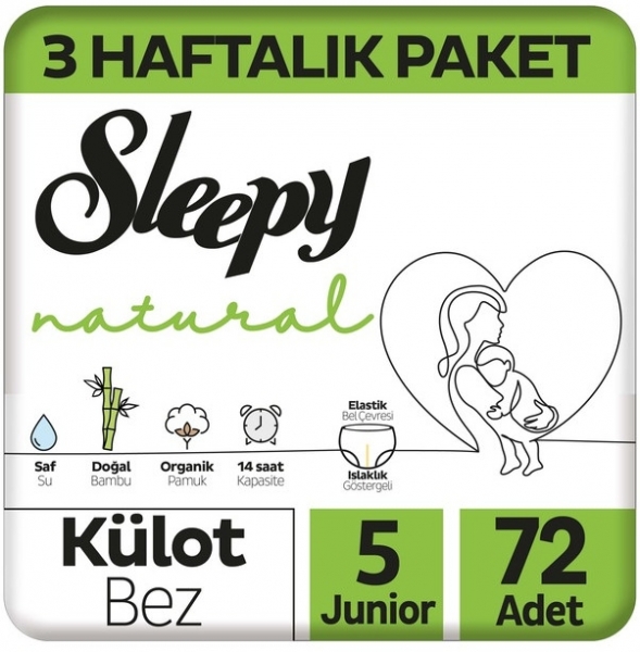 Sleepy Natural Külot Bez 5 Beden 72 Adet Bebek Bezi