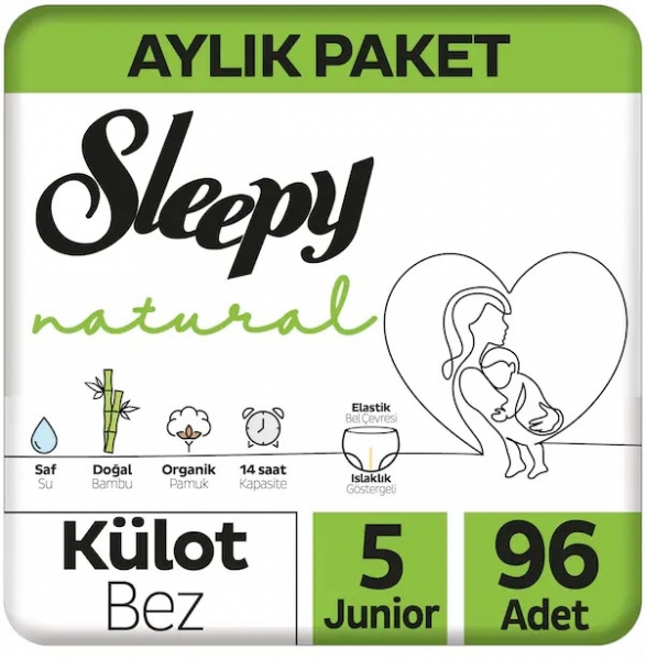 Sleepy Natural Külot Bez 5 Beden 96 Adet Bebek Bezi