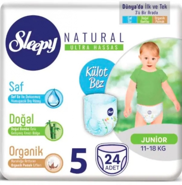Sleepy Natural Külot Bez 5 Beden 24 Adet Bebek Bezi