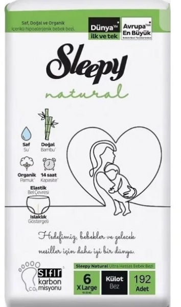 Sleepy Natural Külot Bez 6 Beden 192 Adet Bebek Bezi