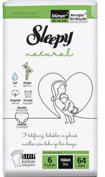 Sleepy Natural Külot Bez 6 Beden 64 Adet Bebek Bezi