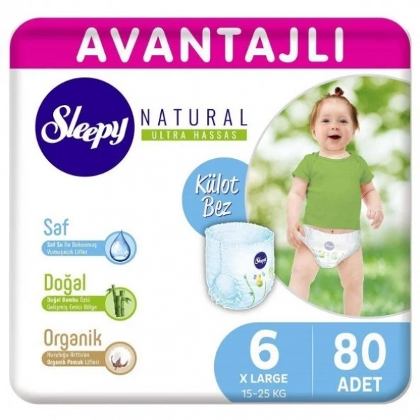 Sleepy Natural Külot Bez 6 Beden 80 Adet Bebek Bezi