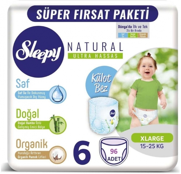 Sleepy Natural Külot Bez 6 Beden 96 Adet Bebek Bezi