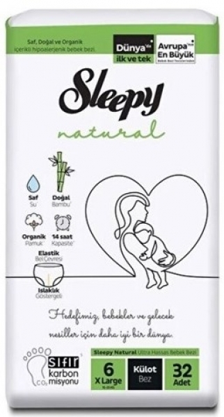 Sleepy Natural Külot Bez 6 Beden 32 Adet Bebek Bezi