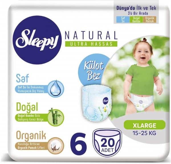 Sleepy Natural Külot Bez 6 Beden 20 Adet Bebek Bezi