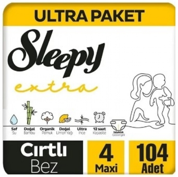 Sleepy Extra Günlük Aktivite 4 Beden 104 Adet Bebek Bezi