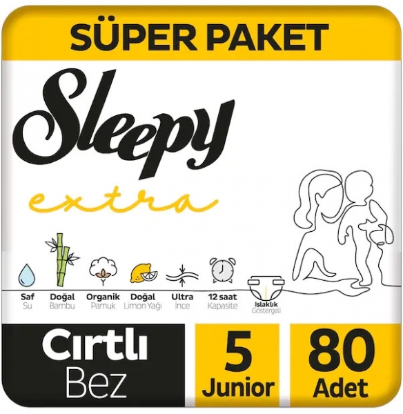 Sleepy Extra Günlük Aktivite 5 Beden 80 Adet Bebek Bezi