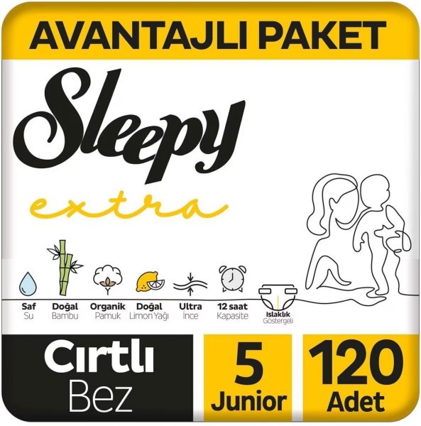 Sleepy Extra Günlük Aktivite 5 Beden 120 Adet Bebek Bezi