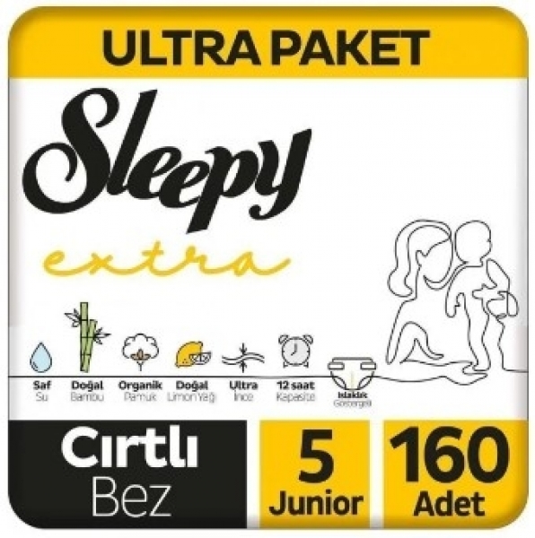 Sleepy Extra Günlük Aktivite 5 Beden 160 Adet Bebek Bezi