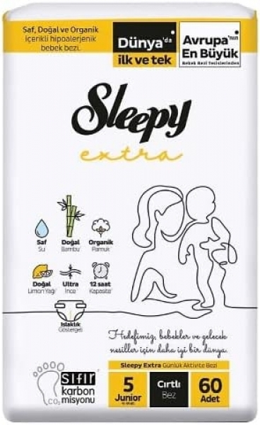 Sleepy Extra Günlük Aktivite 5 Beden 60 Adet Bebek Bezi