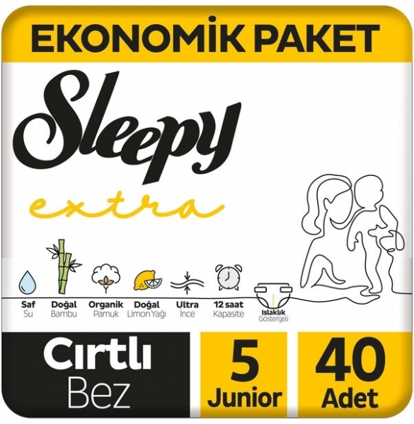 Sleepy Extra Günlük Aktivite 5 Beden 40 Adet Bebek Bezi