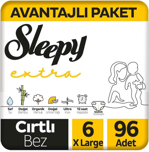 Sleepy Extra Günlük Aktivite 6 Beden 96 Adet Bebek Bezi