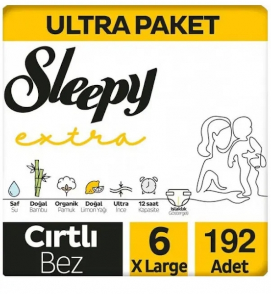 Sleepy Extra Günlük Aktivite 6 Beden 192 Adet Bebek Bezi