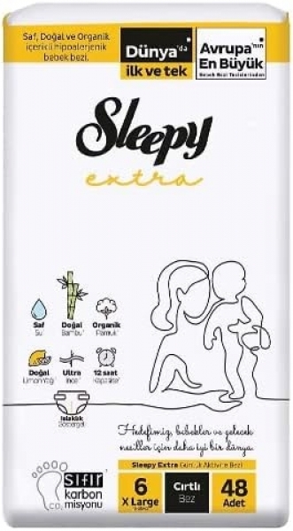 Sleepy Extra Günlük Aktivite 6 Beden 48 Adet Bebek Bezi