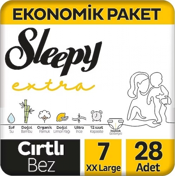 Sleepy Extra Günlük Aktivite 7 Beden 28 Adet Bebek Bezi