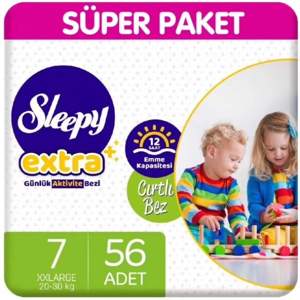 Sleepy Extra Günlük Aktivite 7 Beden 56 Adet Bebek Bezi