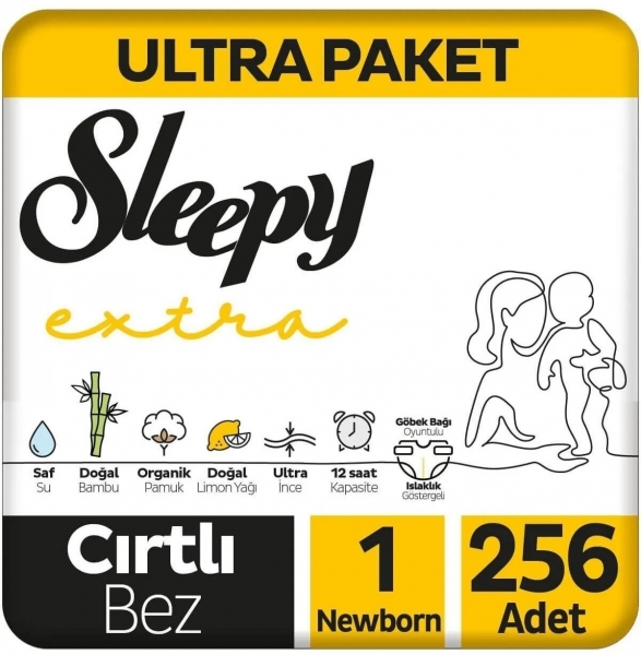Sleepy Extra Günlük Aktivite 1 Beden 256 Adet Bebek Bezi