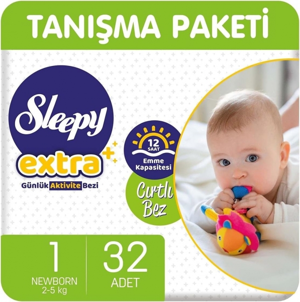 Sleepy Extra Günlük Aktivite 1 Beden 32 Adet Bebek Bezi