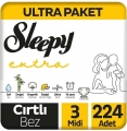 Sleepy Extra Günlük Aktivite 3 Beden 224 Adet Bebek Bezi