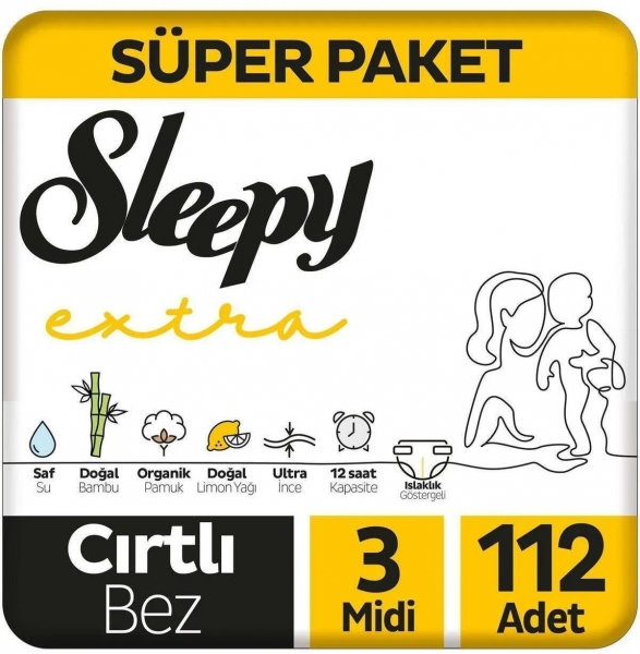 Sleepy Extra Günlük Aktivite 3 Beden 112 Adet Bebek Bezi