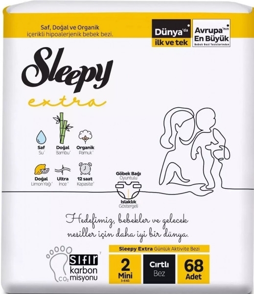 Sleepy Extra Günlük Aktivite 2 Beden 68 Adet Bebek Bezi