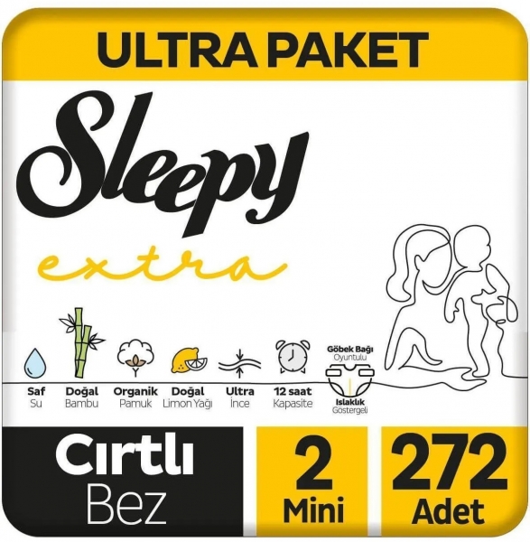 Sleepy Extra Günlük Aktivite 2 Beden 272 Adet Bebek Bezi