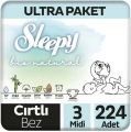 Sleepy Bio Natural 3 Beden 224 Adet Bebek Bezi