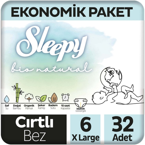 Sleepy Bio Natural 6 Beden 32 Adet Bebek Bezi