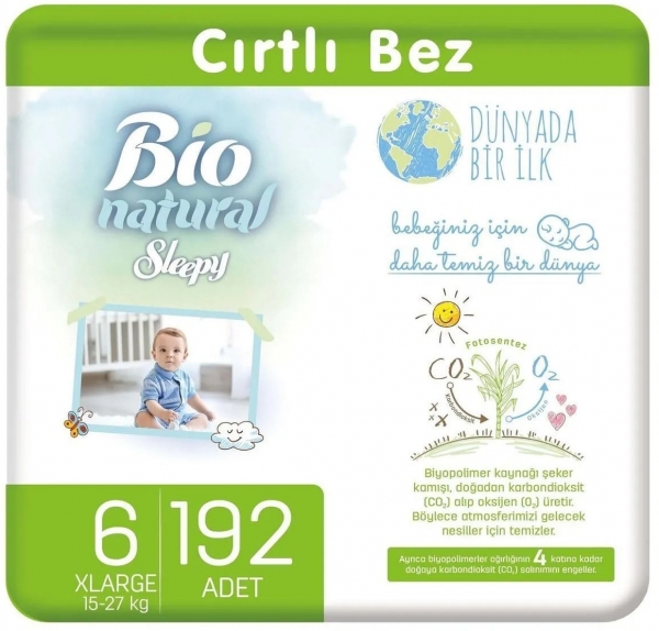 Sleepy Bio Natural 6 Beden 192 Adet Bebek Bezi