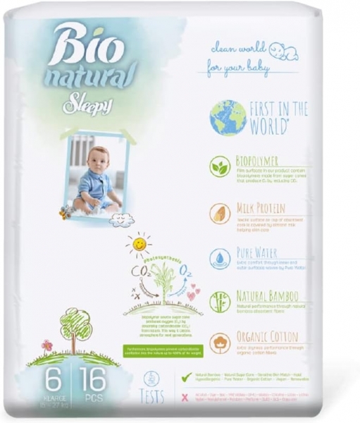 Sleepy Bio Natural 6 Beden 16 Adet Bebek Bezi