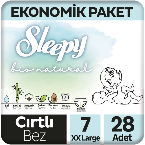 Sleepy Bio Natural 7 Beden 28 Adet Bebek Bezi