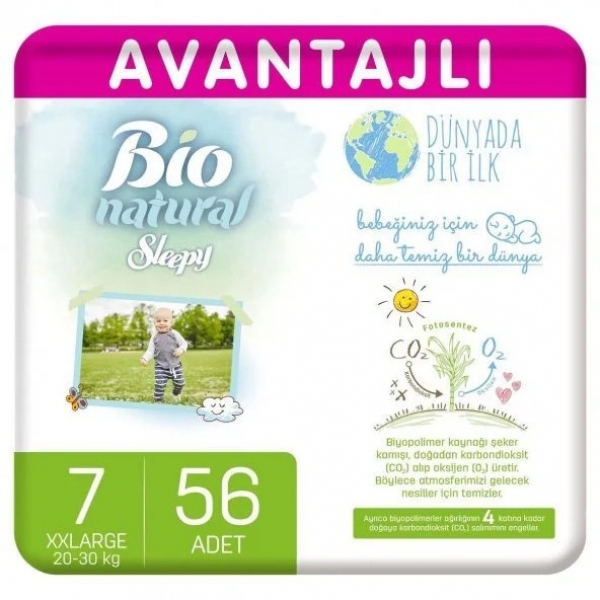 Sleepy Bio Natural 7 Beden 56 Adet Bebek Bezi