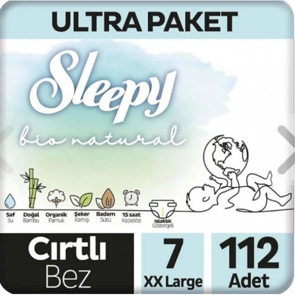 Sleepy Bio Natural 7 Beden 112 Adet Bebek Bezi