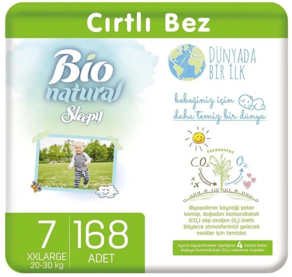 Sleepy Bio Natural 7 Beden 168 Adet Bebek Bezi