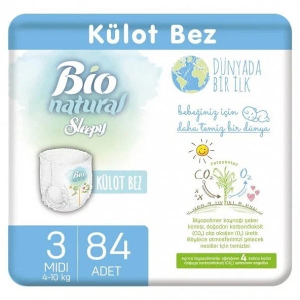 Sleepy Bio Natural Külot Bez 3 Beden 84 Adet Bebek Bezi