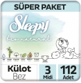 Sleepy Bio Natural Külot Bez 3 Beden 112 Adet Bebek Bezi