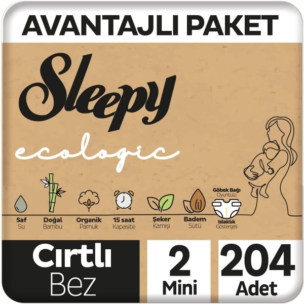 Sleepy Ecologic 2 Beden 204 Adet Bebek Bezi
