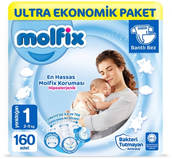 Molfix 1 Beden 160 Adet Bebek Bezi