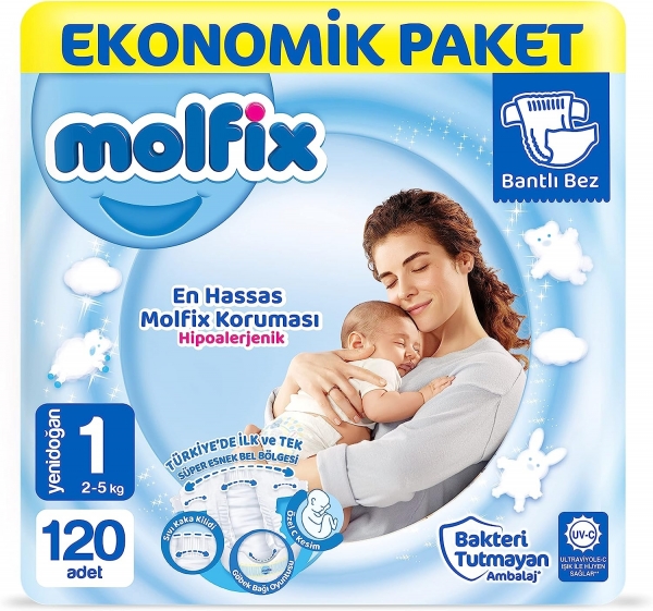 Molfix 1 Beden 120 Adet Bebek Bezi