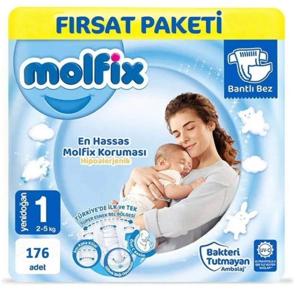 Molfix 1 Beden 176 Adet Bebek Bezi