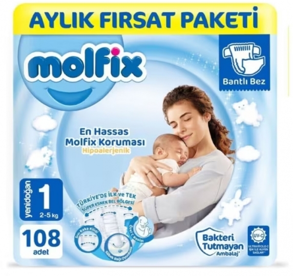 Molfix 1 Beden 108 Adet Bebek Bezi