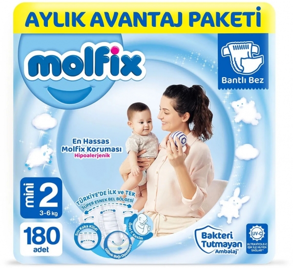 Molfix 2 Beden 180 Adet Bebek Bezi