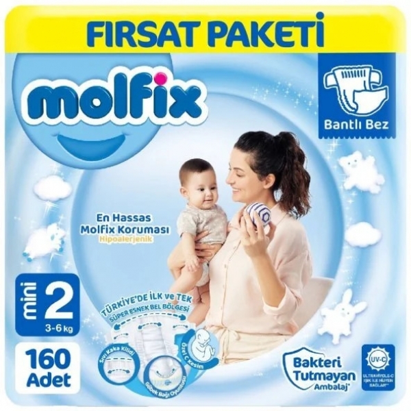 Molfix 2 Beden 160 Adet Bebek Bezi