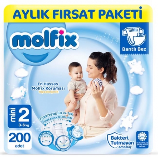 Molfix 2 Beden 200 Adet Bebek Bezi