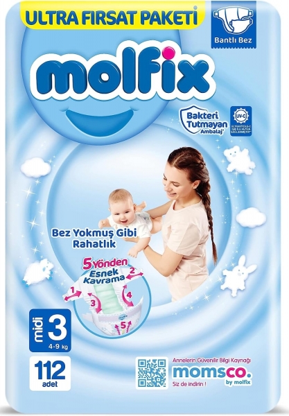 Molfix 3 Beden 112 Adet Bebek Bezi